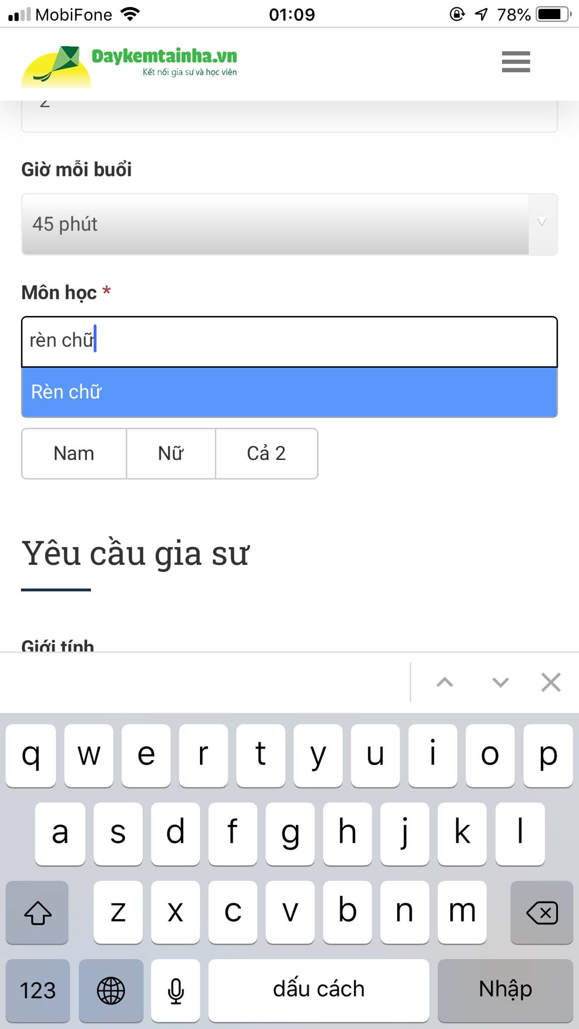 Học phí 4 rèn chữ